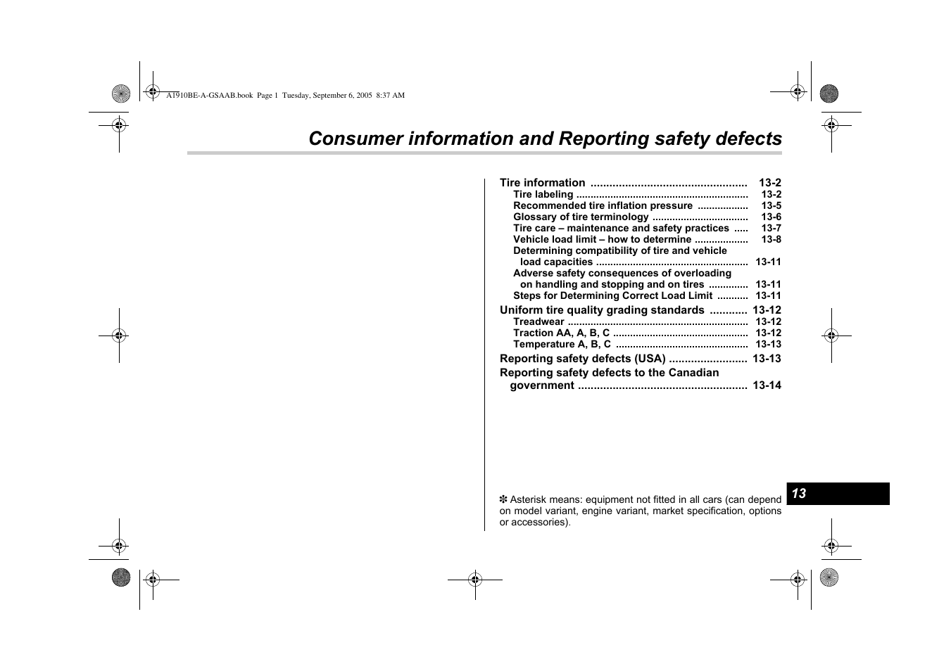 Customer information and reporting safety defects, Consumer information and reporting safety defects | Saab 2006 9-2 User Manual | Page 301 / 322