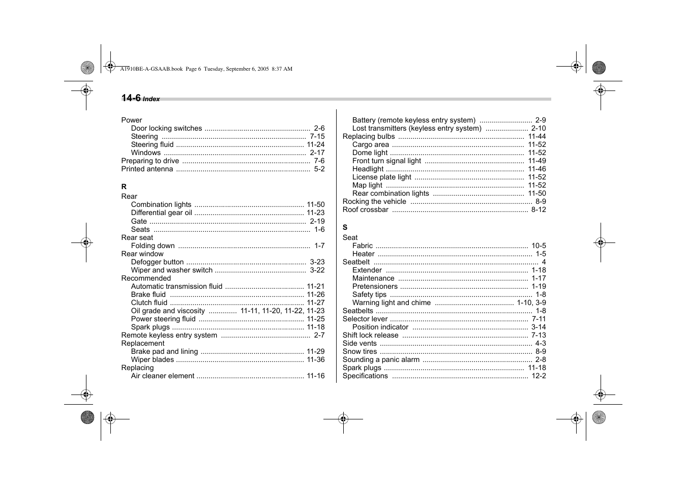 Saab 2006 9-2 User Manual | Page 320 / 322