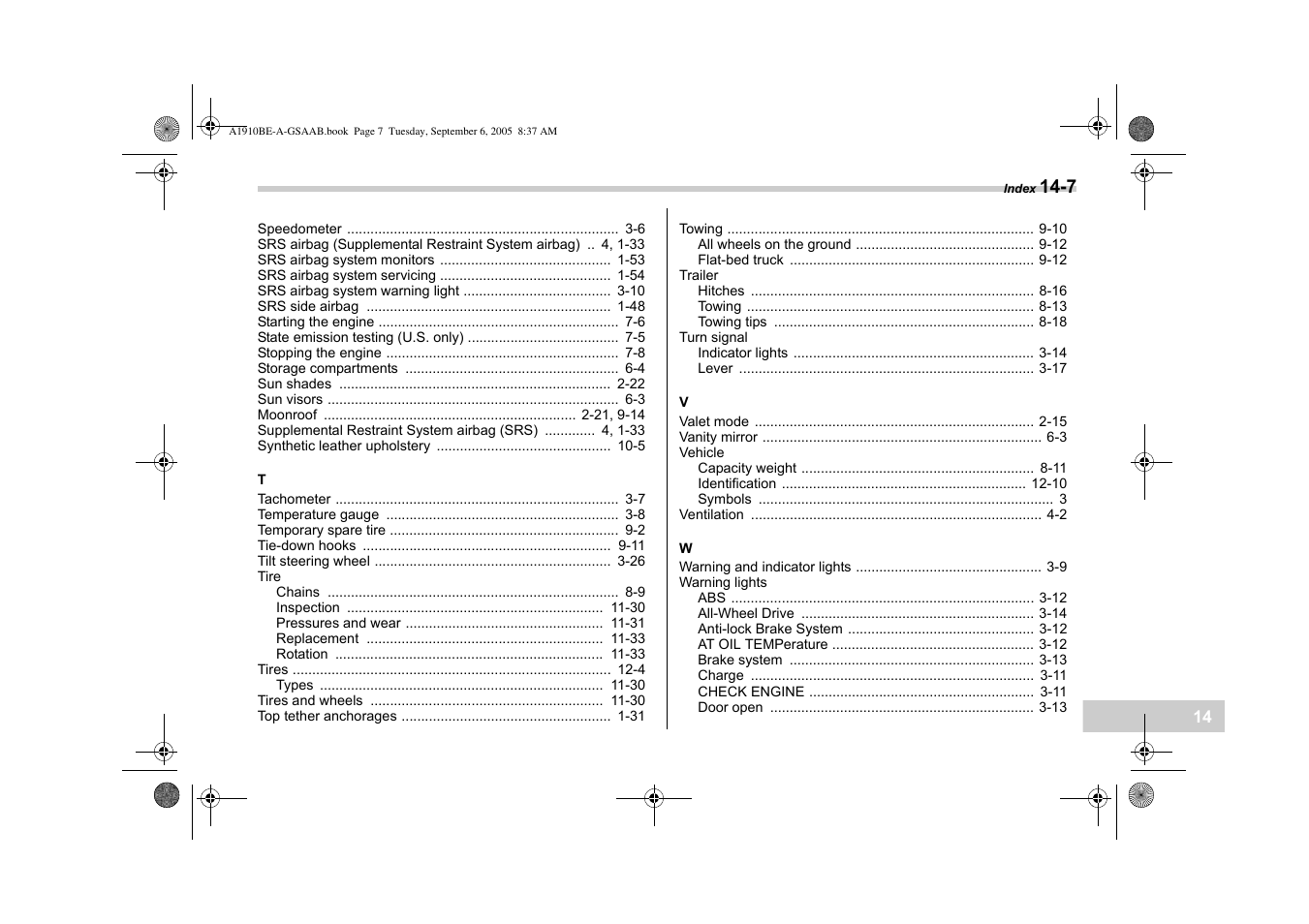 Saab 2006 9-2 User Manual | Page 321 / 322