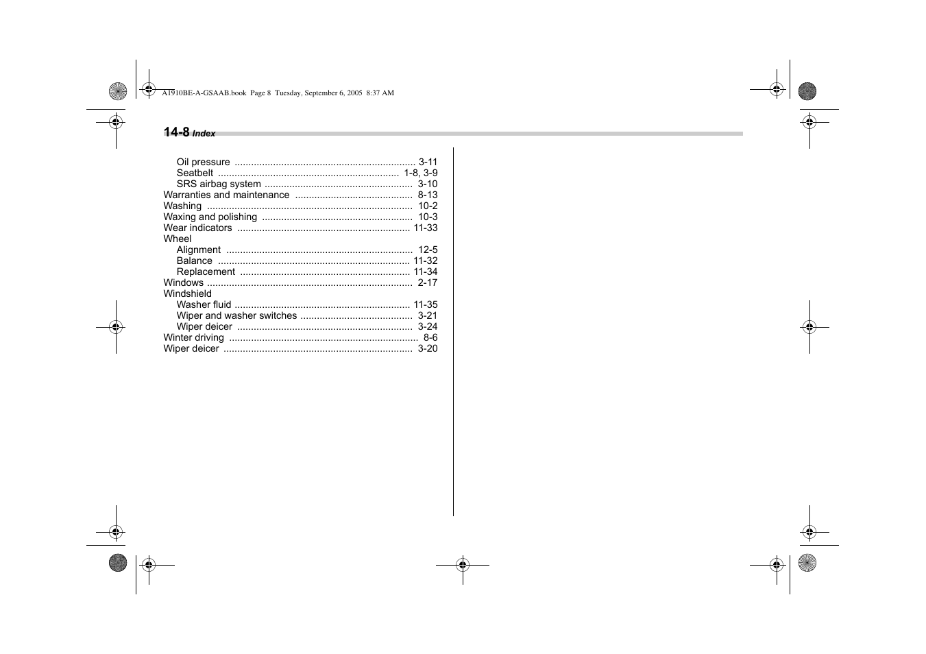 Saab 2006 9-2 User Manual | Page 322 / 322