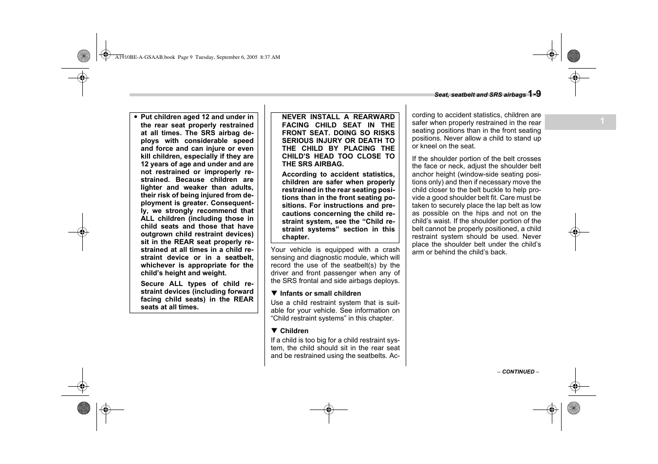 Saab 2006 9-2 User Manual | Page 33 / 322