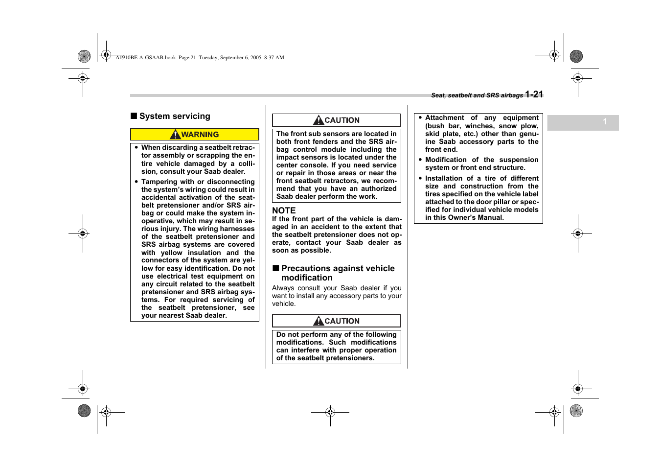 Saab 2006 9-2 User Manual | Page 45 / 322