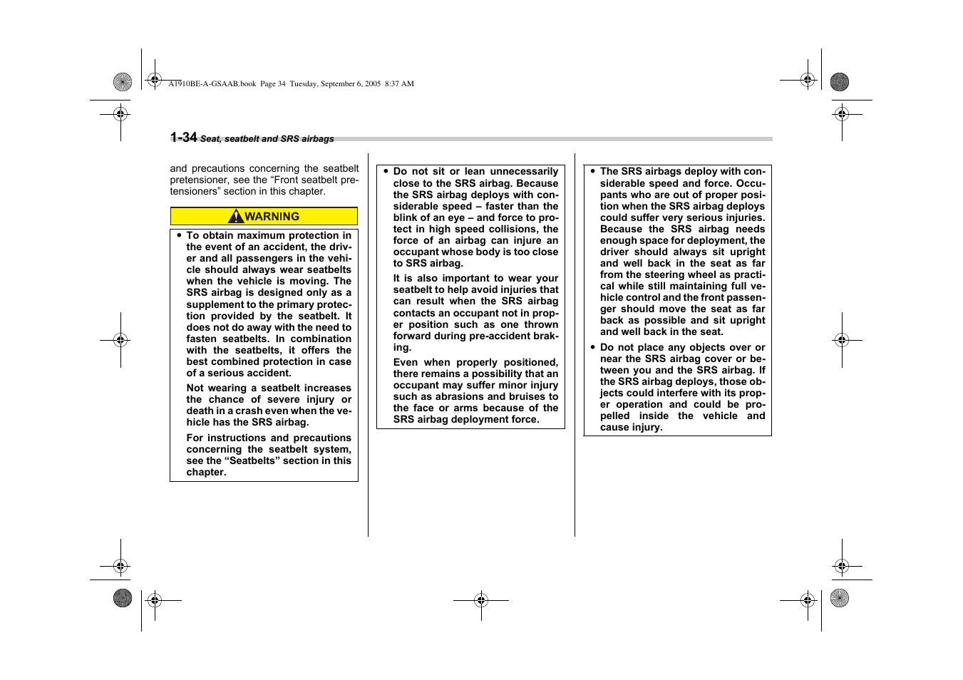 Saab 2006 9-2 User Manual | Page 58 / 322
