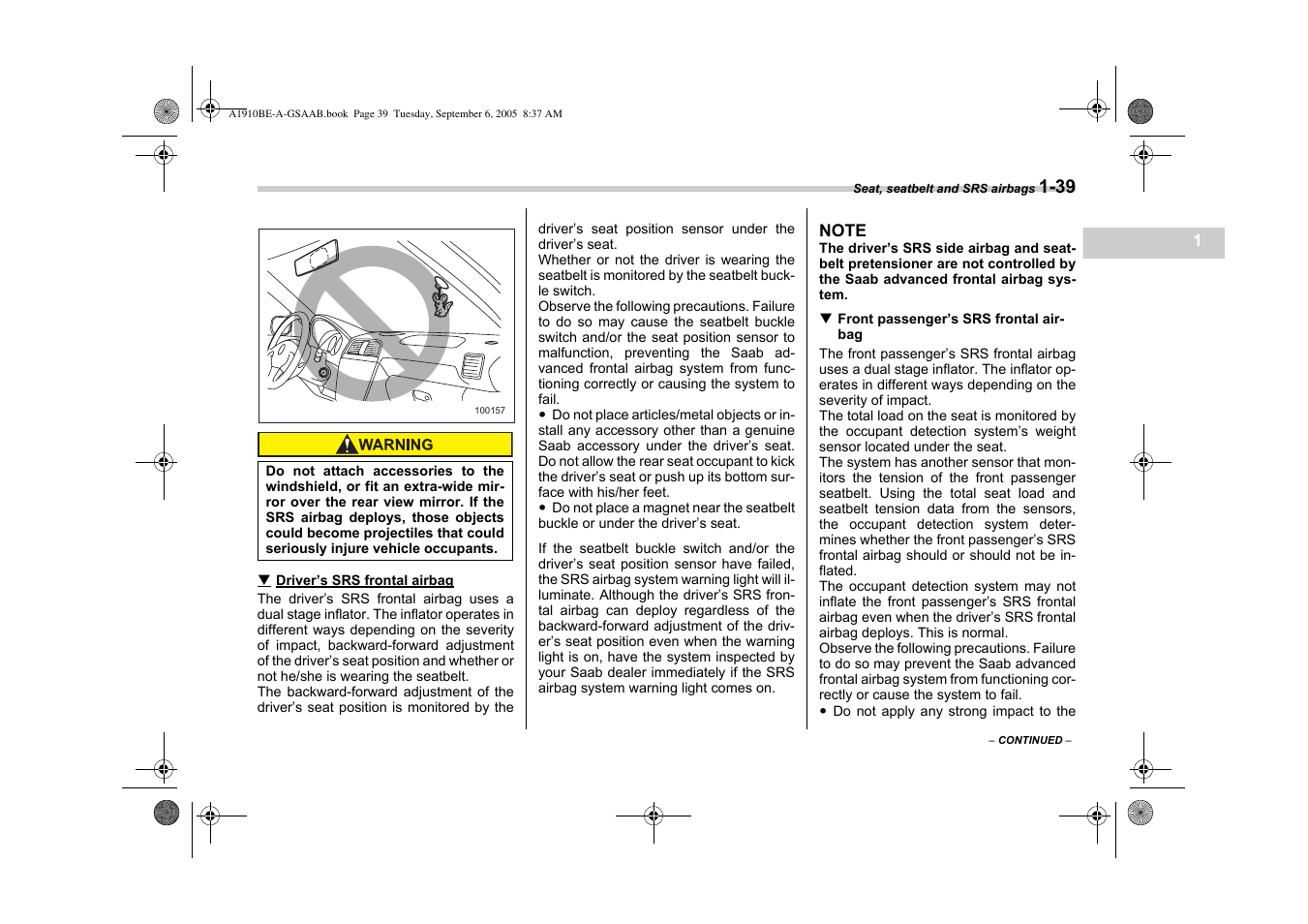 Saab 2006 9-2 User Manual | Page 63 / 322
