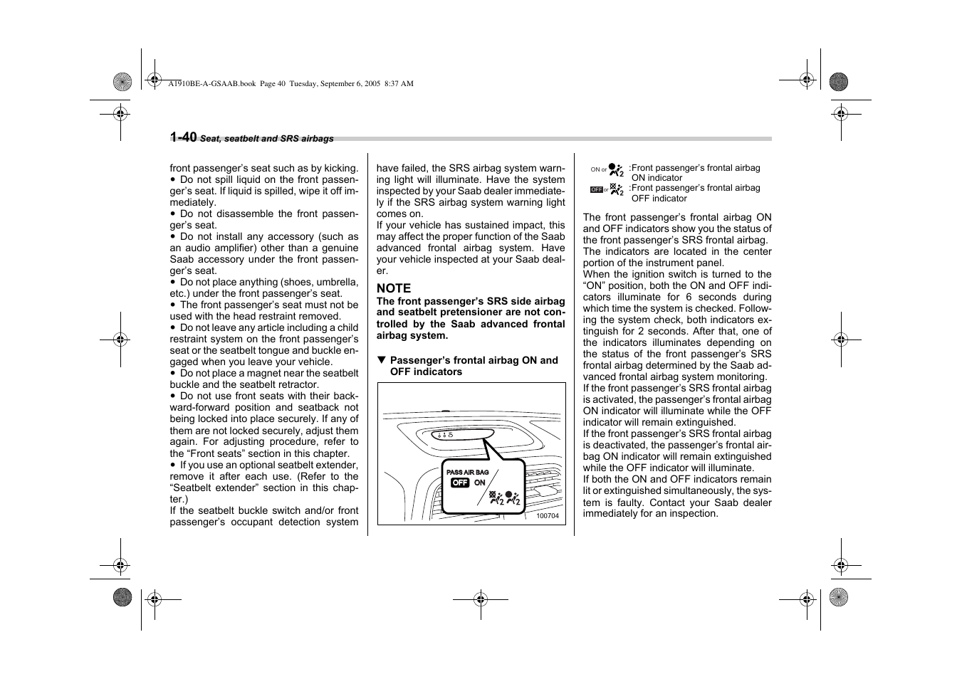 Saab 2006 9-2 User Manual | Page 64 / 322