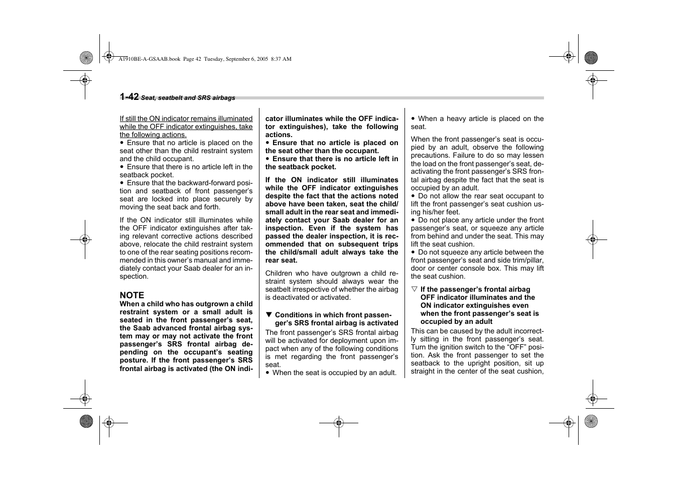Saab 2006 9-2 User Manual | Page 66 / 322