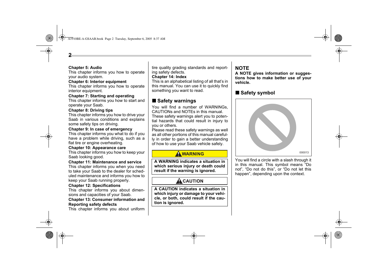 Saab 2006 9-2 User Manual | Page 8 / 322