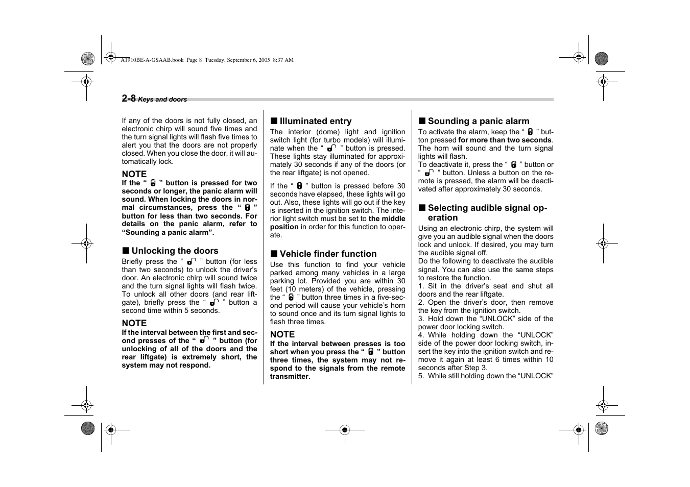 Saab 2006 9-2 User Manual | Page 88 / 322