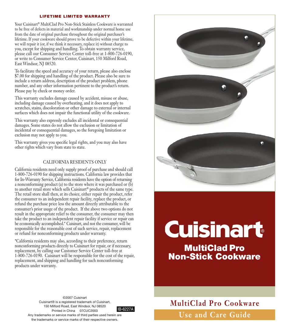 Cuisinart IB-6227A User Manual | 2 pages