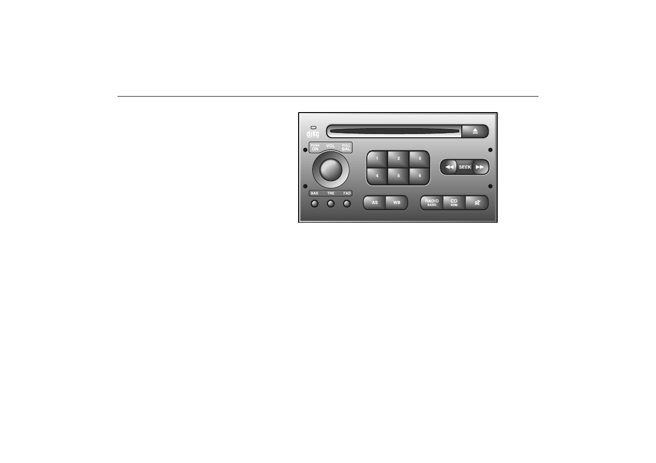 Sound controls, On/off, Vol - volume | Bal - balance, Bas - bass, Tre - treble, Fad - fader | Saab 2001 9-3 User Manual | Page 97 / 260