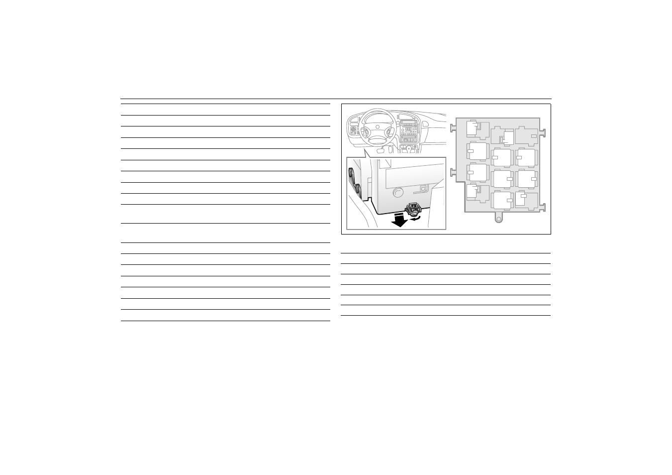 Relay panel under instrument panel, Fuel | Saab 2000 9-5 User Manual | Page 195 / 256