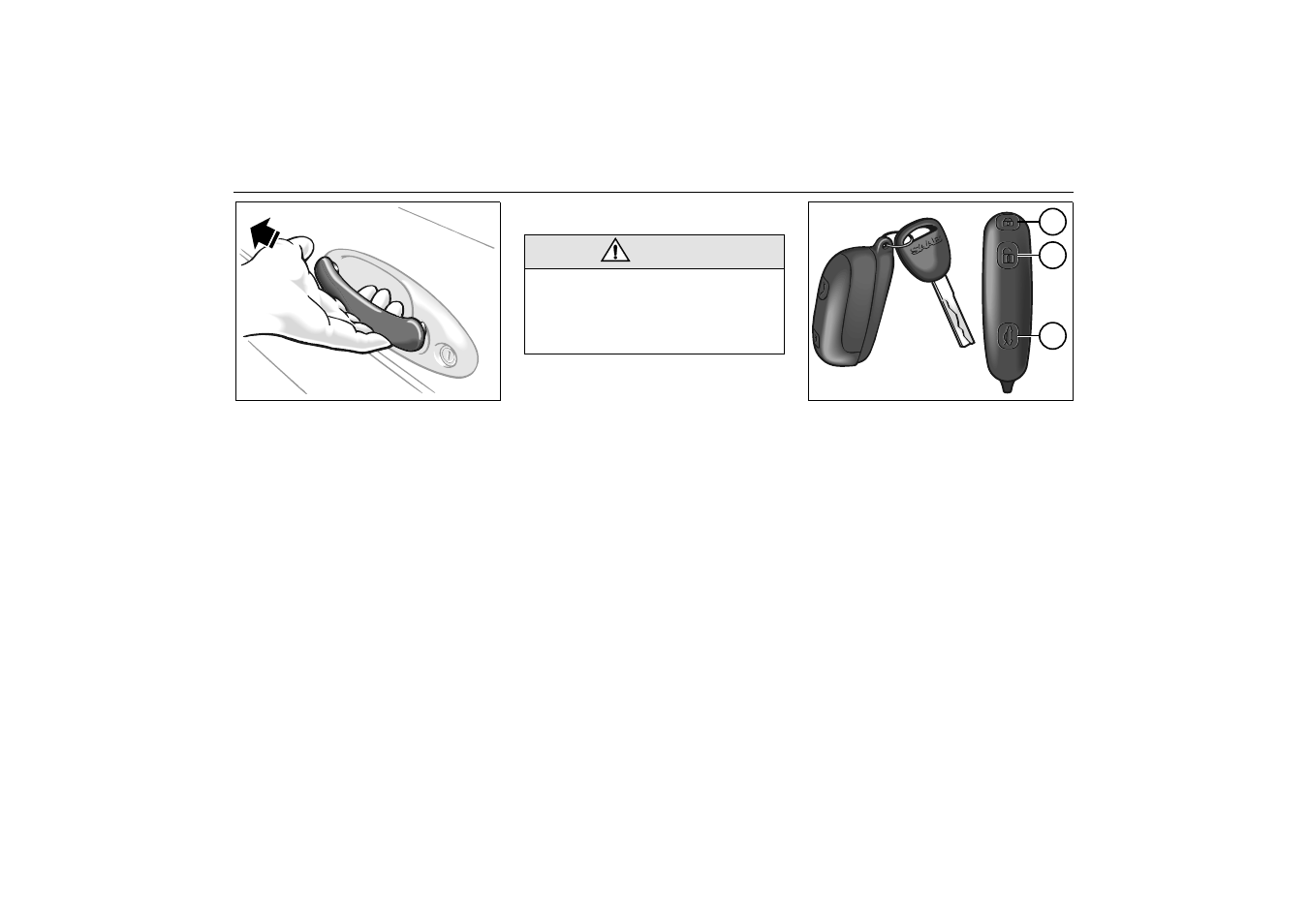 Doors, Door handles, Central locking | Key / remote control | Saab 2000 9-5 User Manual | Page 32 / 256