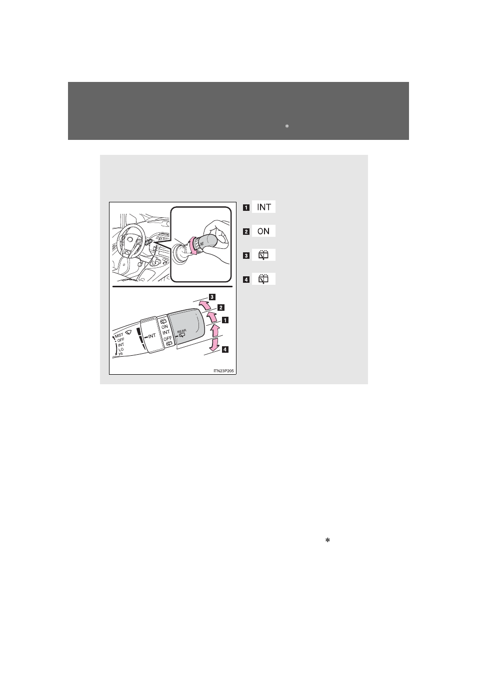 Rear window wiper and washer | TOYOTA 2013 Prius PHV User Manual | Page 372 / 744