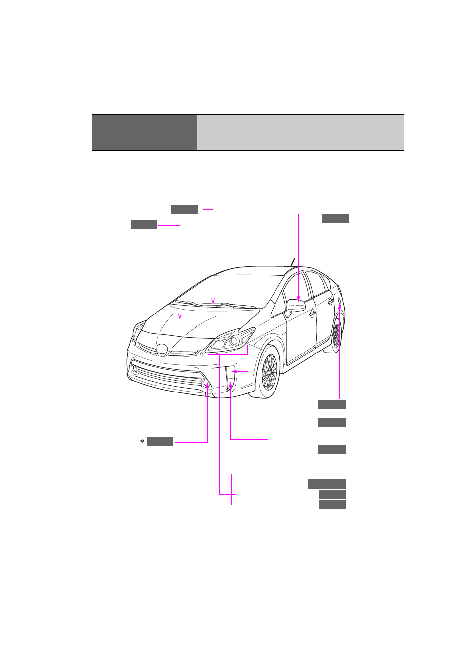 Pictorial index exterior, Pictorial index, Exterior | TOYOTA 2013 Prius PHV User Manual | Page 47 / 744