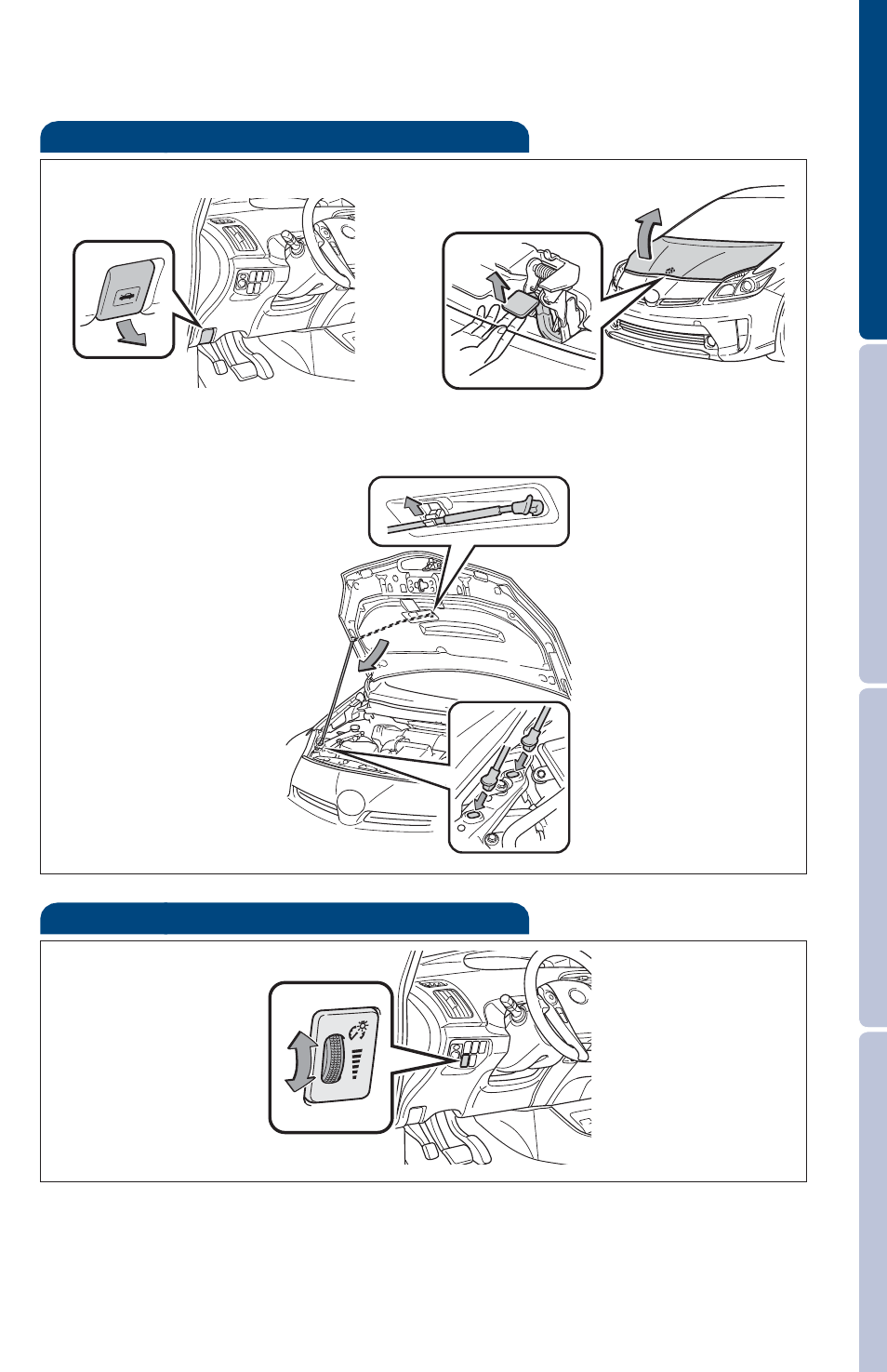 Hood release, Light control-instrument panel | TOYOTA 2013 Prius PHV User Manual | Page 71 / 744