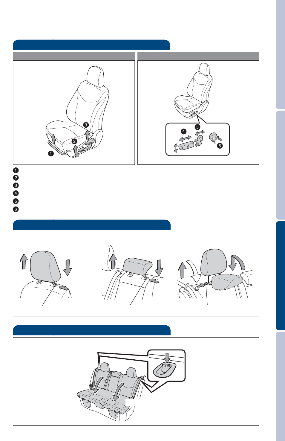 Seat adjustments-front seats-head restraints, Seats-folding down rear seats | TOYOTA 2013 Prius PHV User Manual | Page 85 / 744