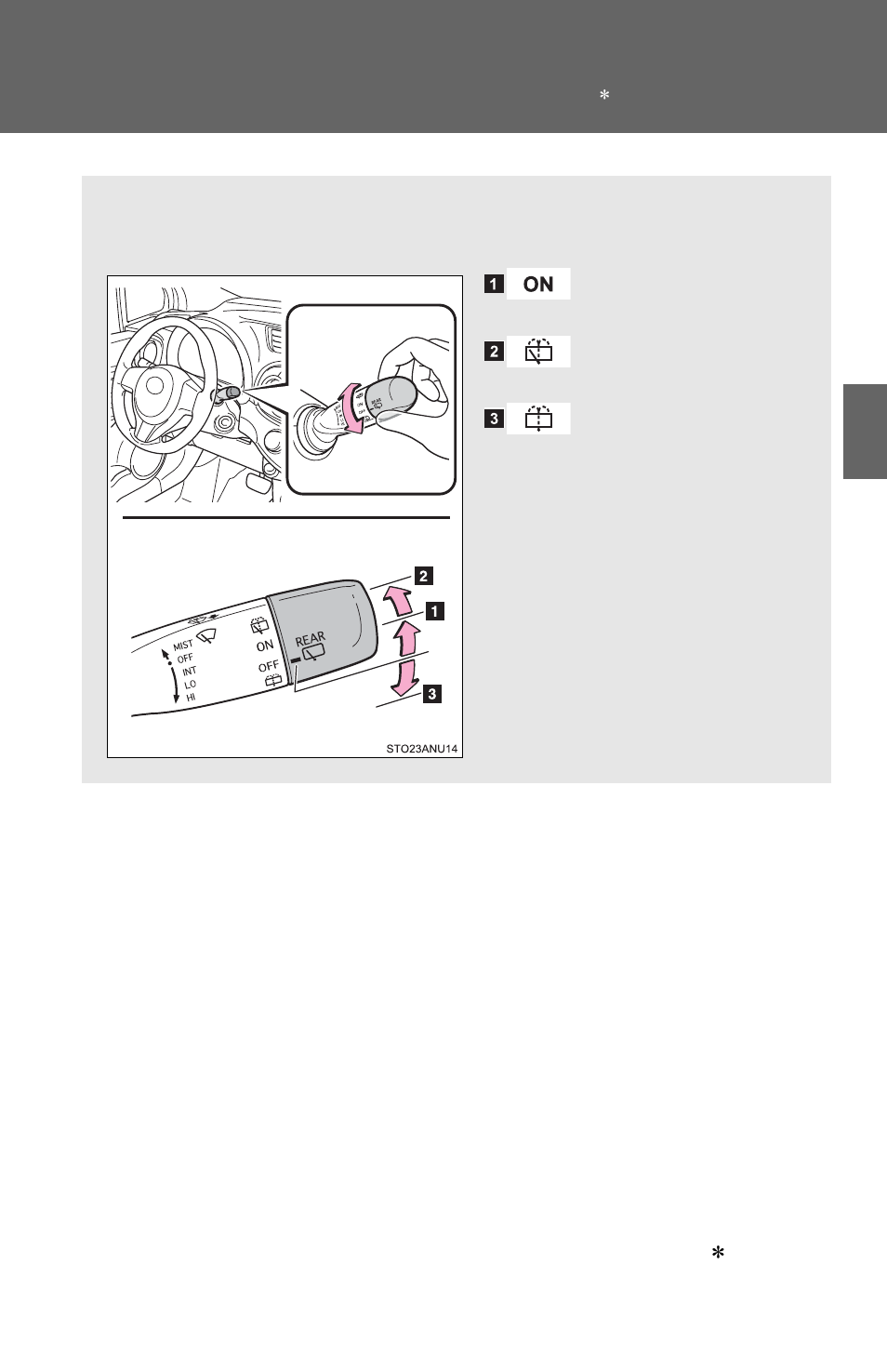 Rear window wiper and washer | TOYOTA 2012 Yaris Hatchback User Manual | Page 134 / 365
