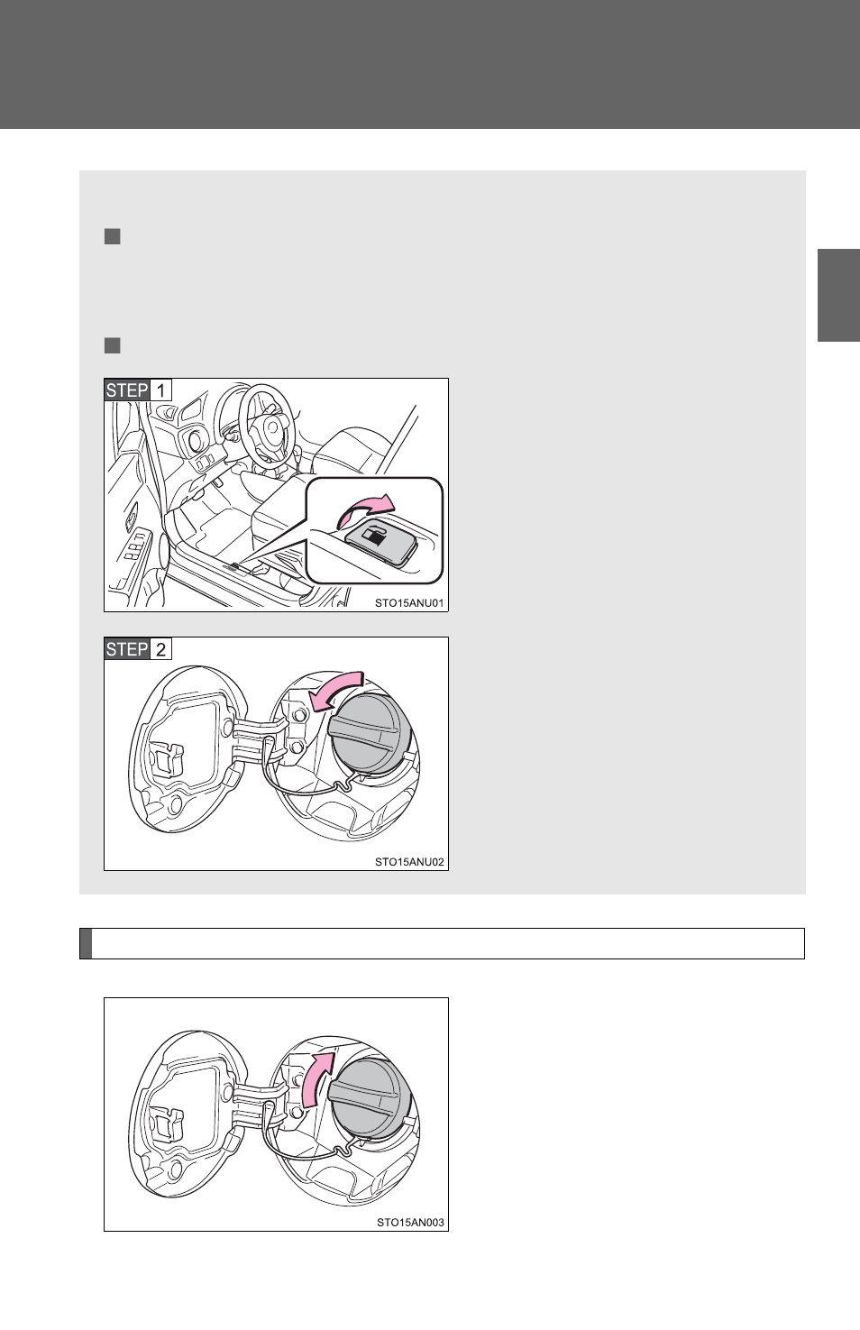 Sec_1-5, Opening the fuel tank cap | TOYOTA 2012 Yaris Hatchback User Manual | Page 51 / 365