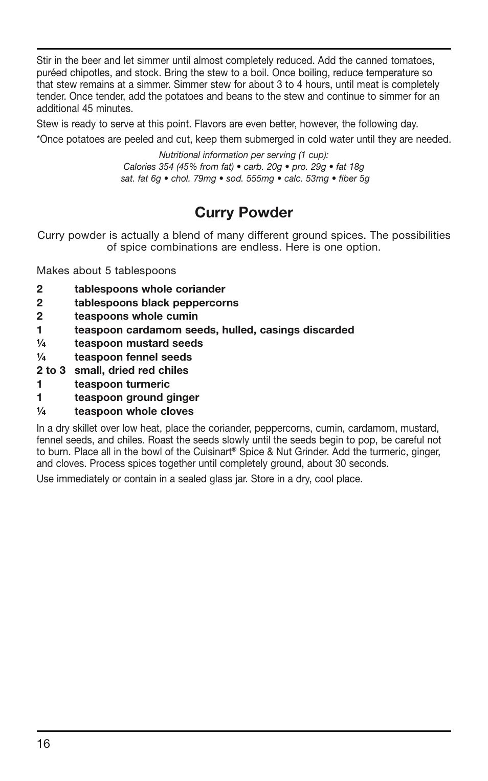 Curry powder | Cuisinart SG-10 User Manual | Page 16 / 20