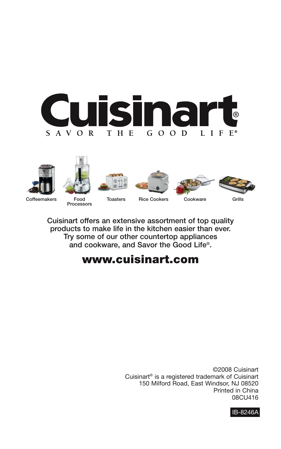 Cuisinart SG-10 User Manual | Page 20 / 20