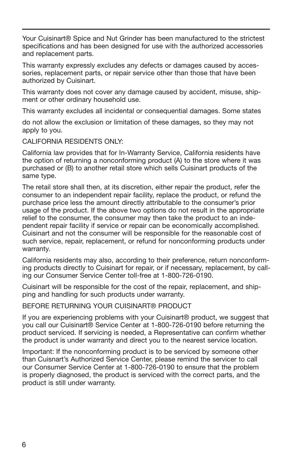 Cuisinart SG-10 User Manual | Page 6 / 20