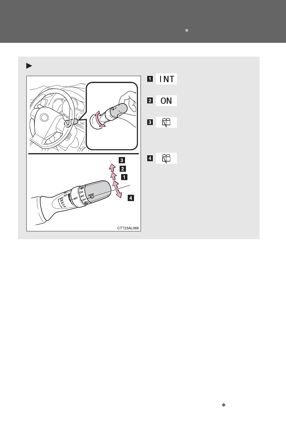 Rear window wiper and washer | TOYOTA 2012 Matrix User Manual | Page 130 / 481