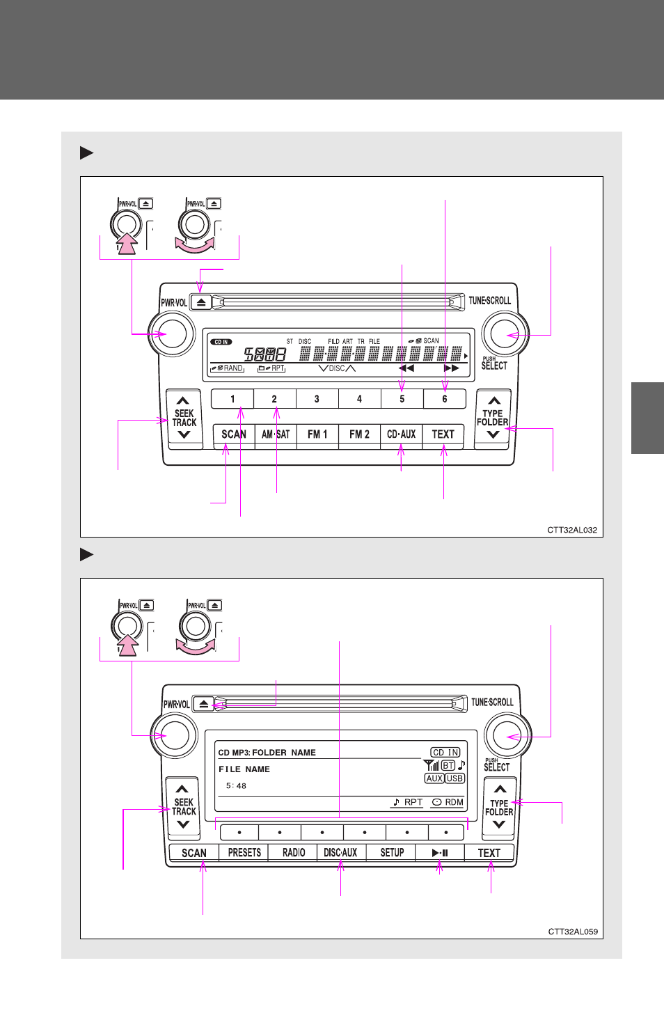 Playing mp3 and wma discs, Type a type b | TOYOTA 2012 Matrix User Manual | Page 193 / 481