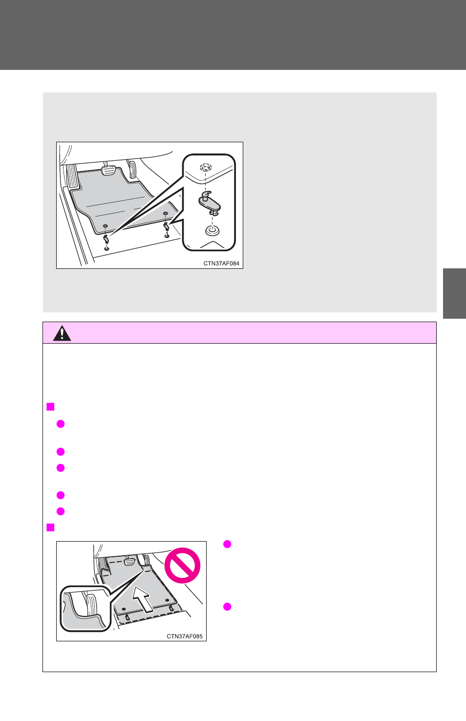 Floor mat | TOYOTA 2012 Matrix User Manual | Page 299 / 481