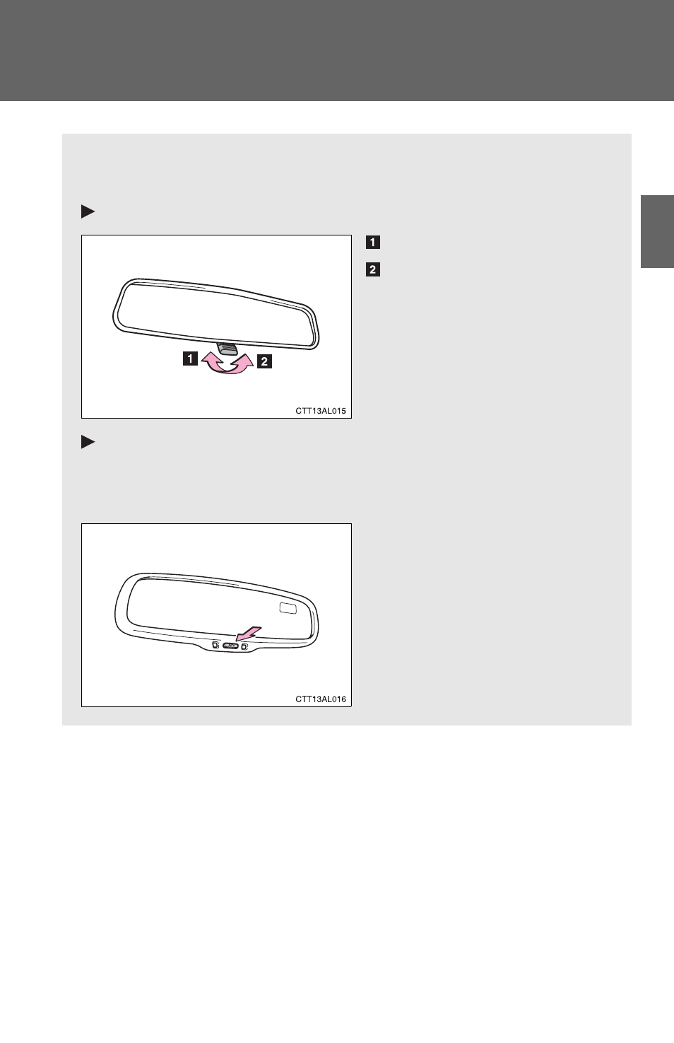 Anti-glare inside rear view mirror | TOYOTA 2012 Matrix User Manual | Page 40 / 481