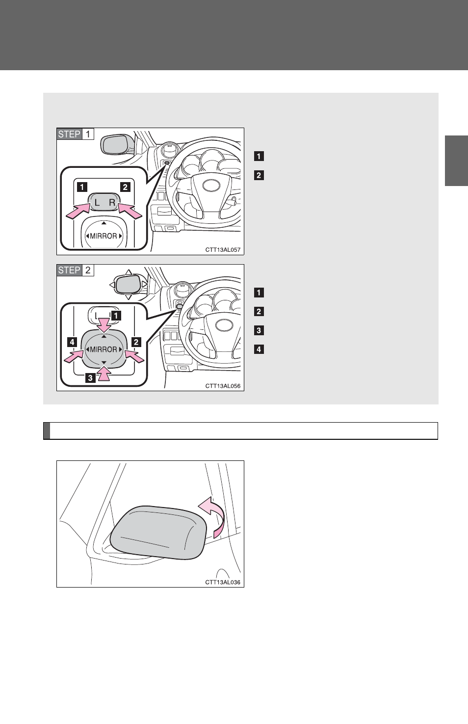 Outside rear view mirrors | TOYOTA 2012 Matrix User Manual | Page 42 / 481