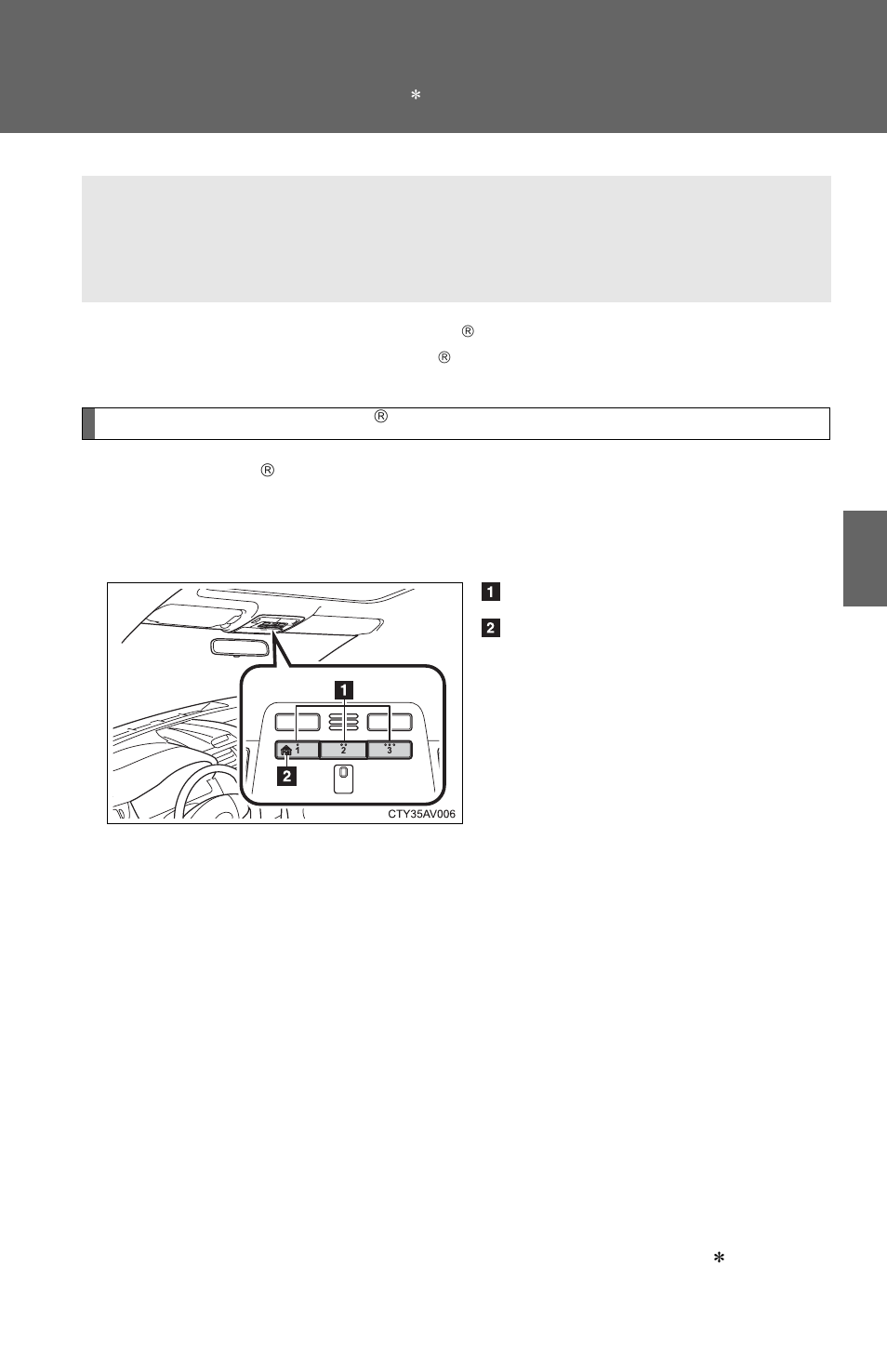 Garage door opener | TOYOTA 2012 Camry User Manual | Page 299 / 499