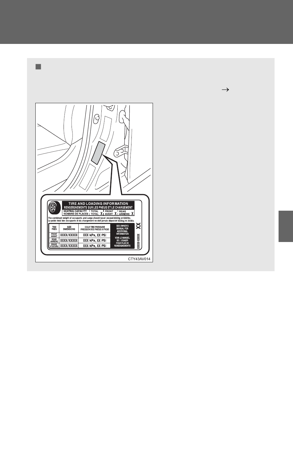 P. 375), Tire inflation pressure | TOYOTA 2012 Camry User Manual | Page 358 / 499