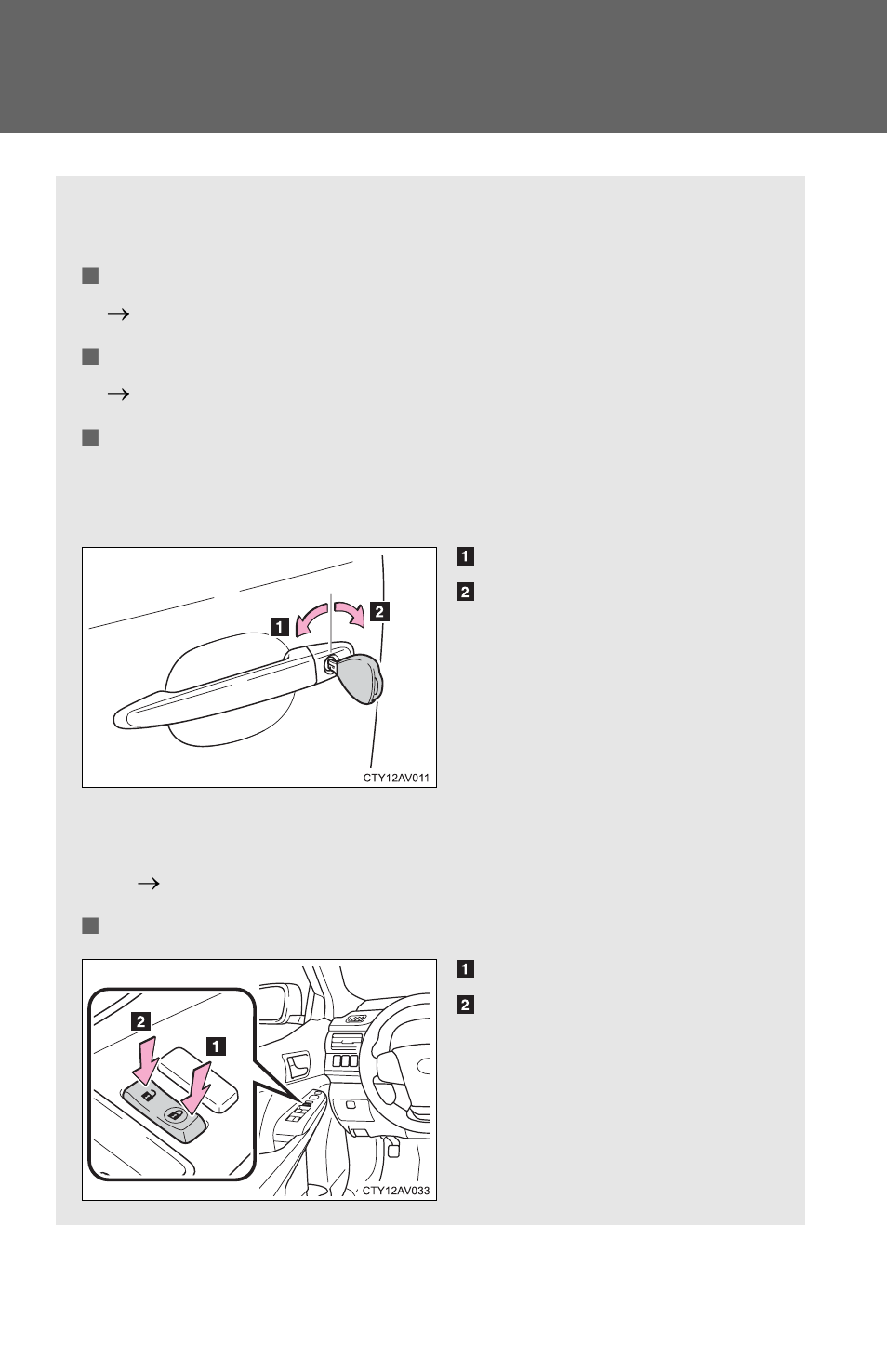 Doors | TOYOTA 2012 Camry User Manual | Page 36 / 499