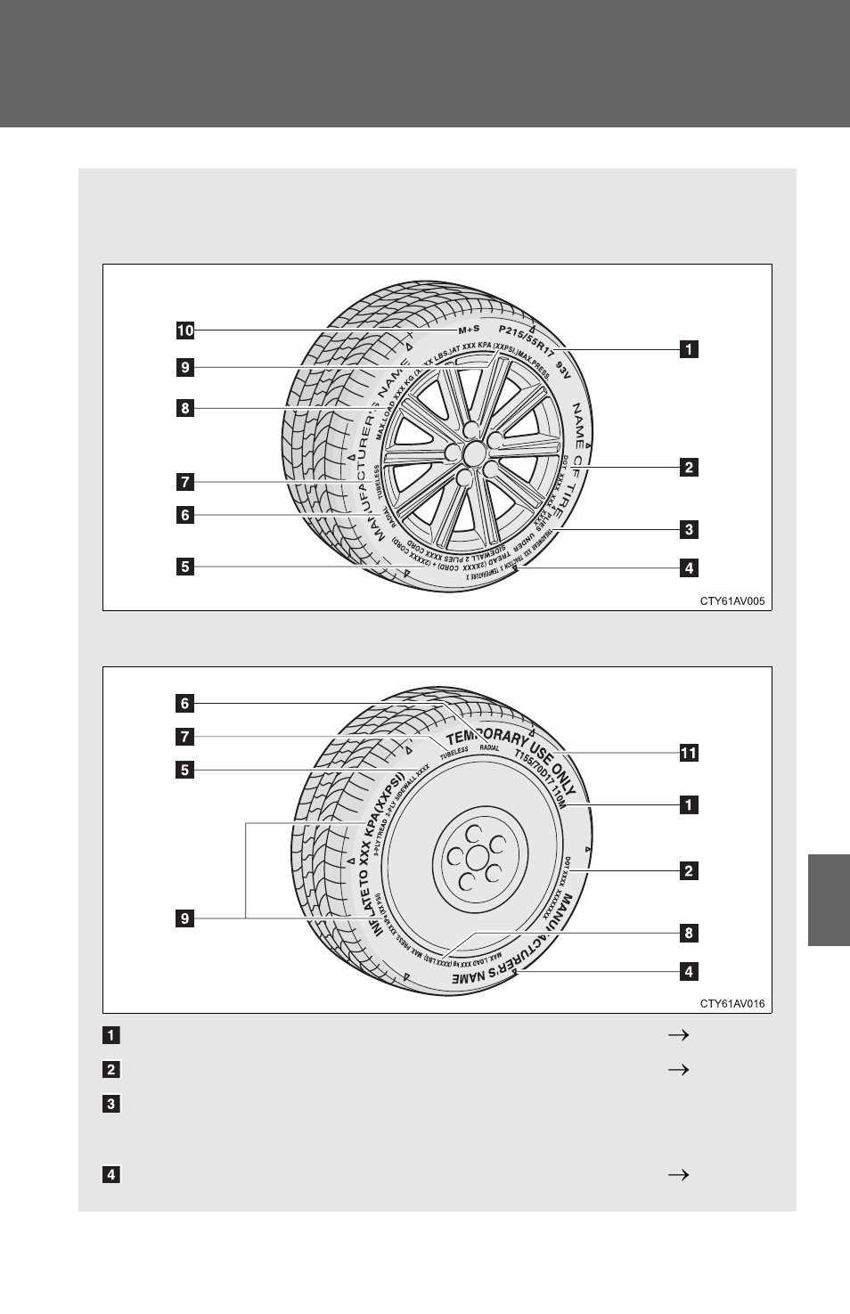 Tire information | TOYOTA 2012 Camry User Manual | Page 462 / 499