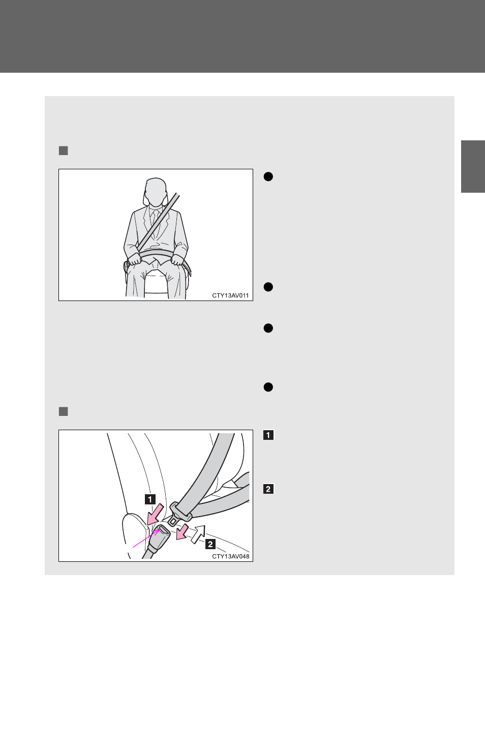 Seat belts | TOYOTA 2012 Camry User Manual | Page 55 / 499