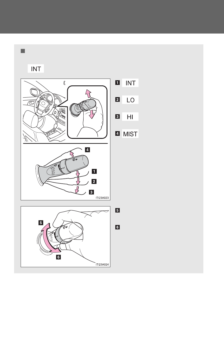 Windshield wipers and washer (type a) | TOYOTA 2012 Avalon User Manual | Page 166 / 548