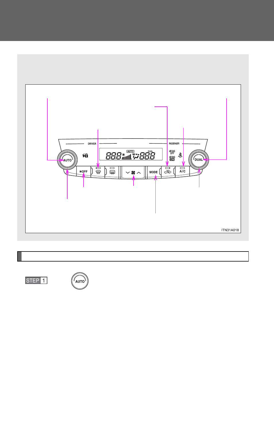 Sec_03_01, Automatic air conditioning system, Using the automatic mode press | TOYOTA 2012 Avalon User Manual | Page 208 / 548