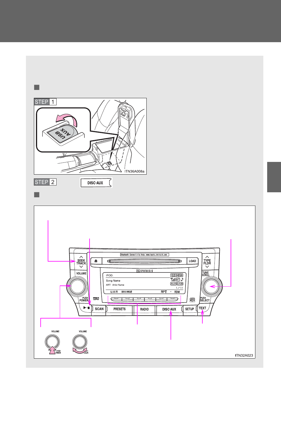 Operating an ipod | TOYOTA 2012 Avalon User Manual | Page 247 / 548