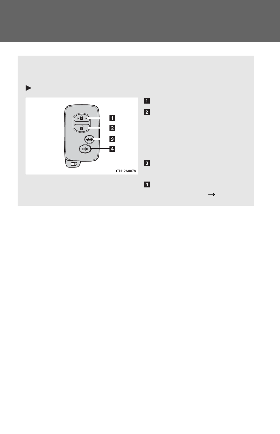 Wireless remote control | TOYOTA 2012 Avalon User Manual | Page 25 / 548