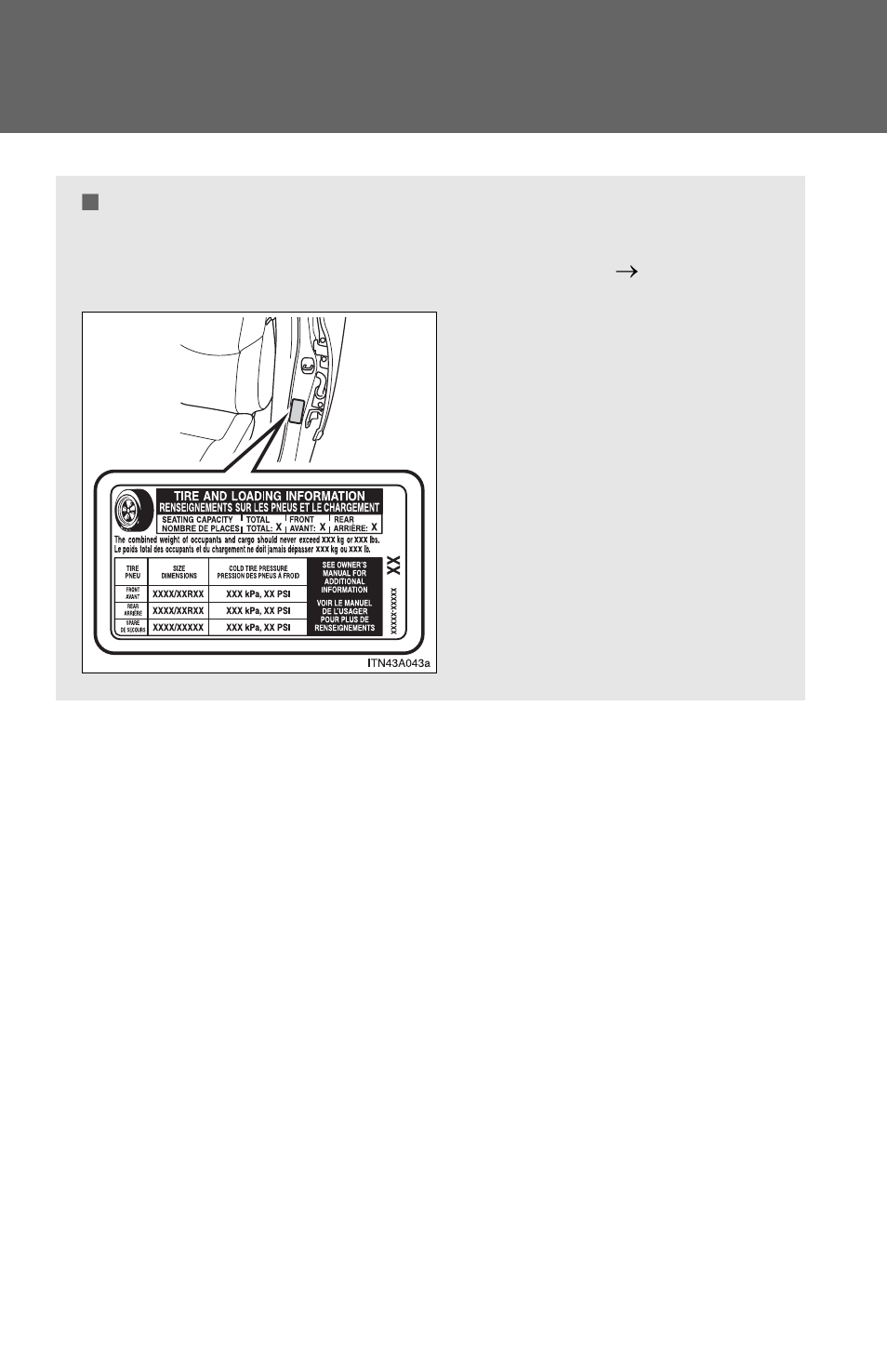 Tire inflation pressure | TOYOTA 2012 Avalon User Manual | Page 409 / 548