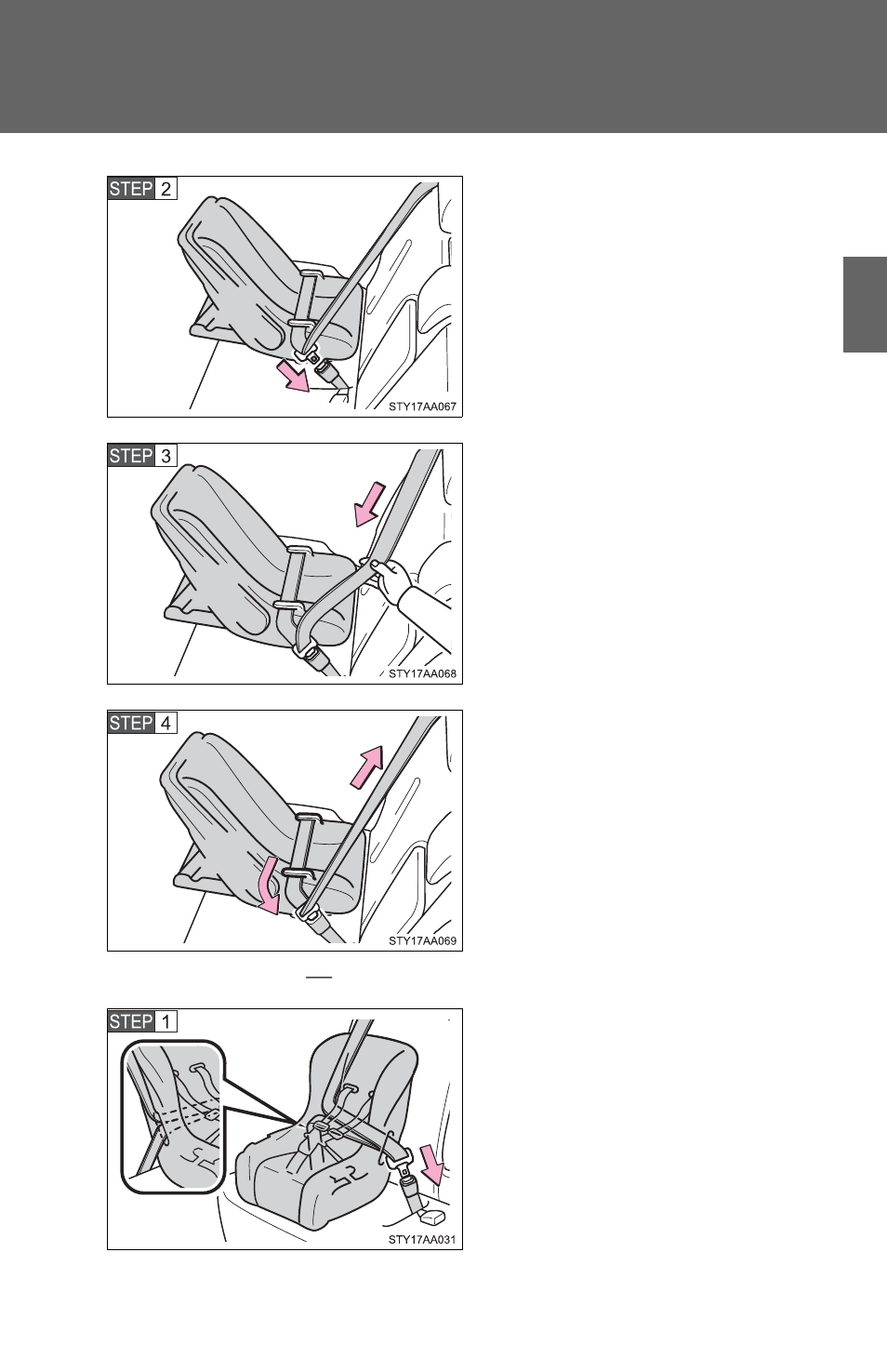 N forward facing æ convertible seat | TOYOTA 2011 Yaris Sedan User Manual | Page 109 / 406