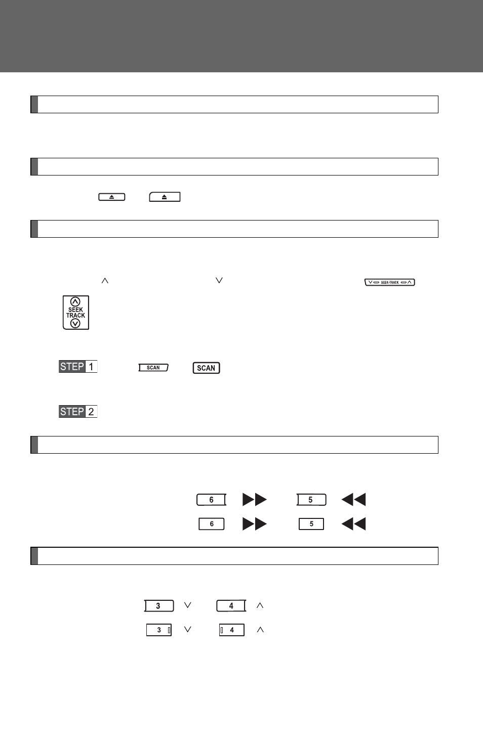 Insert a cd, Press or and remove the cd, N selecting a track | N scanning tracks, Press or, The first 10 seconds of each track will be played, To fast-forward or reverse, Type a: press and hold () or (), Type b: press and hold () or (), N selecting the desired cd | TOYOTA 2011 Yaris Sedan User Manual | Page 198 / 406