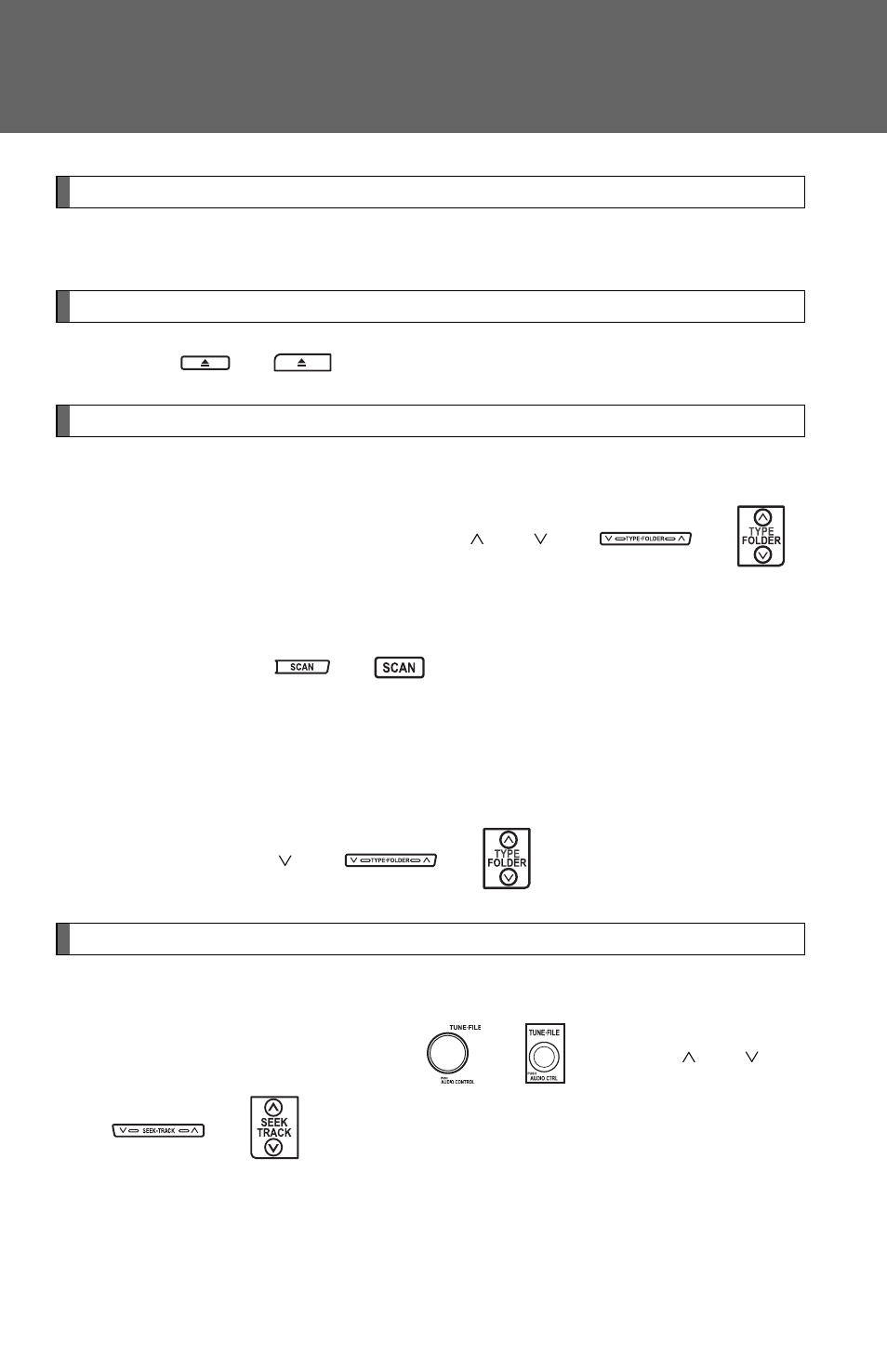 Insert a disc, Press or and remove the disc, N selecting folders one at a time | Press and hold or until you hear a beep, N returning to the first folder, Press and hold “⁄” on or until you hear a beep, N selecting one file at a time | TOYOTA 2011 Yaris Sedan User Manual | Page 204 / 406