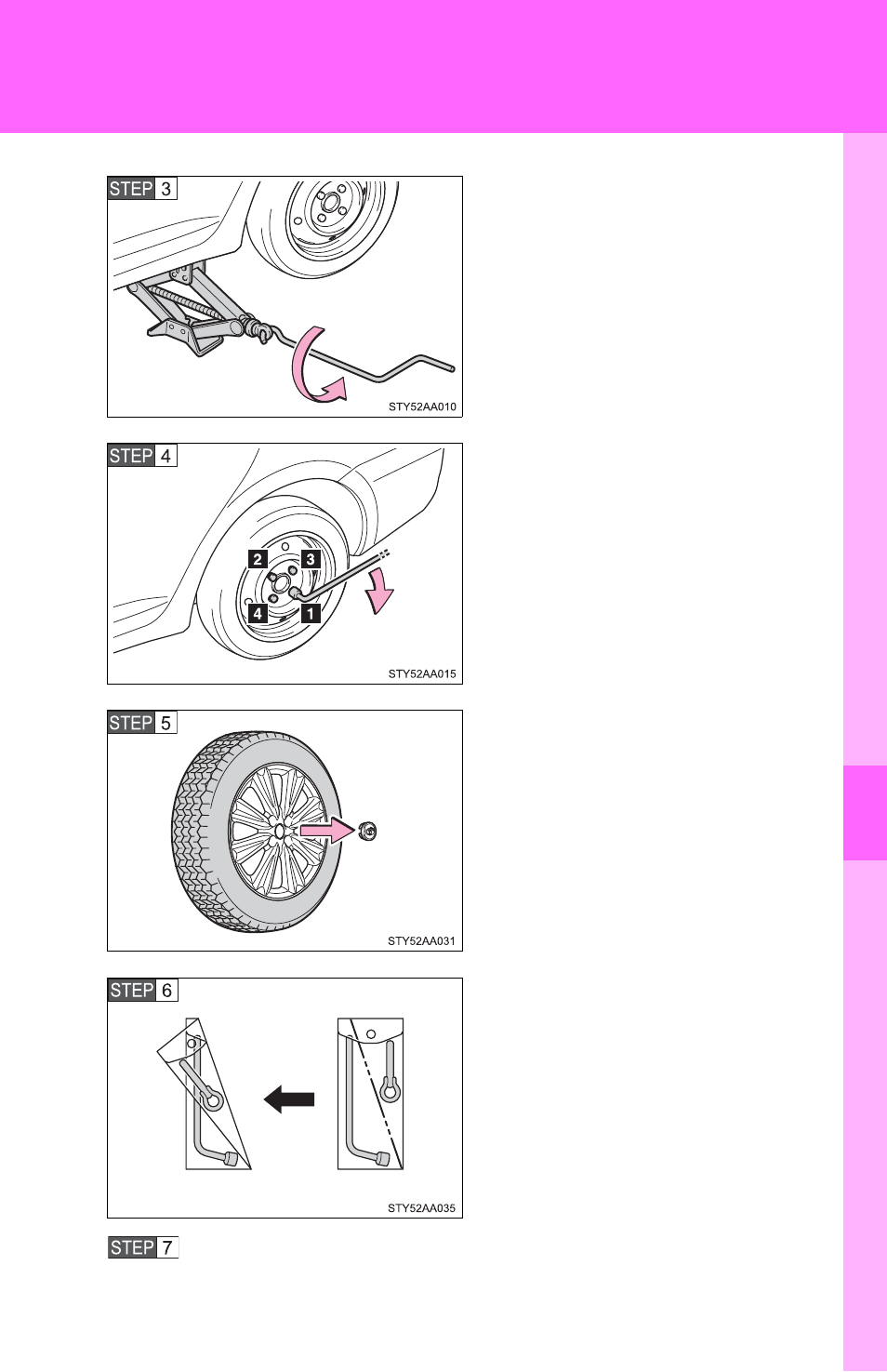 Stow the flat tire, jack and all tools | TOYOTA 2011 Yaris Sedan User Manual | Page 327 / 406