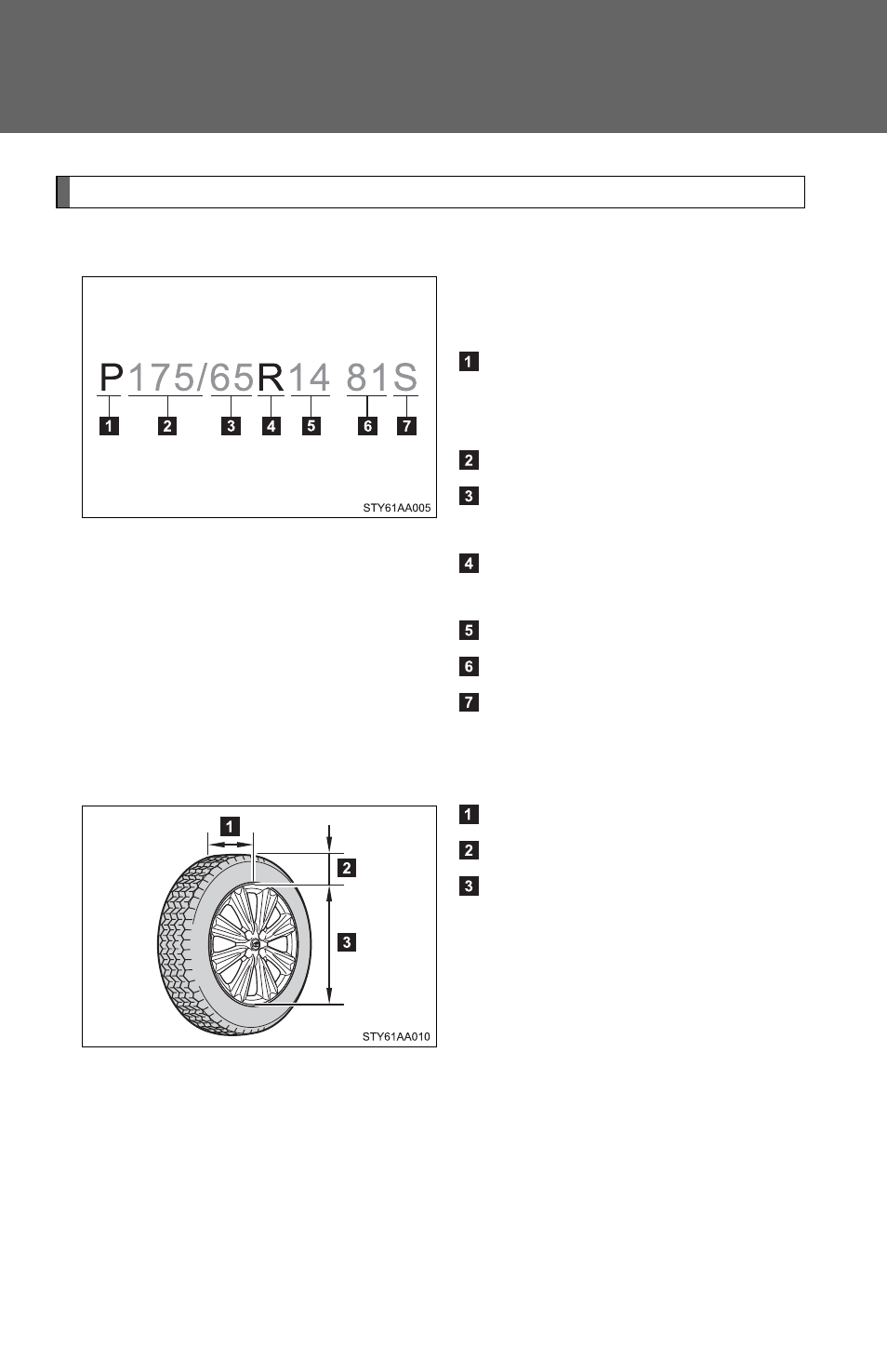 N typical tire size information, N tire dimensions | TOYOTA 2011 Yaris Sedan User Manual | Page 365 / 406