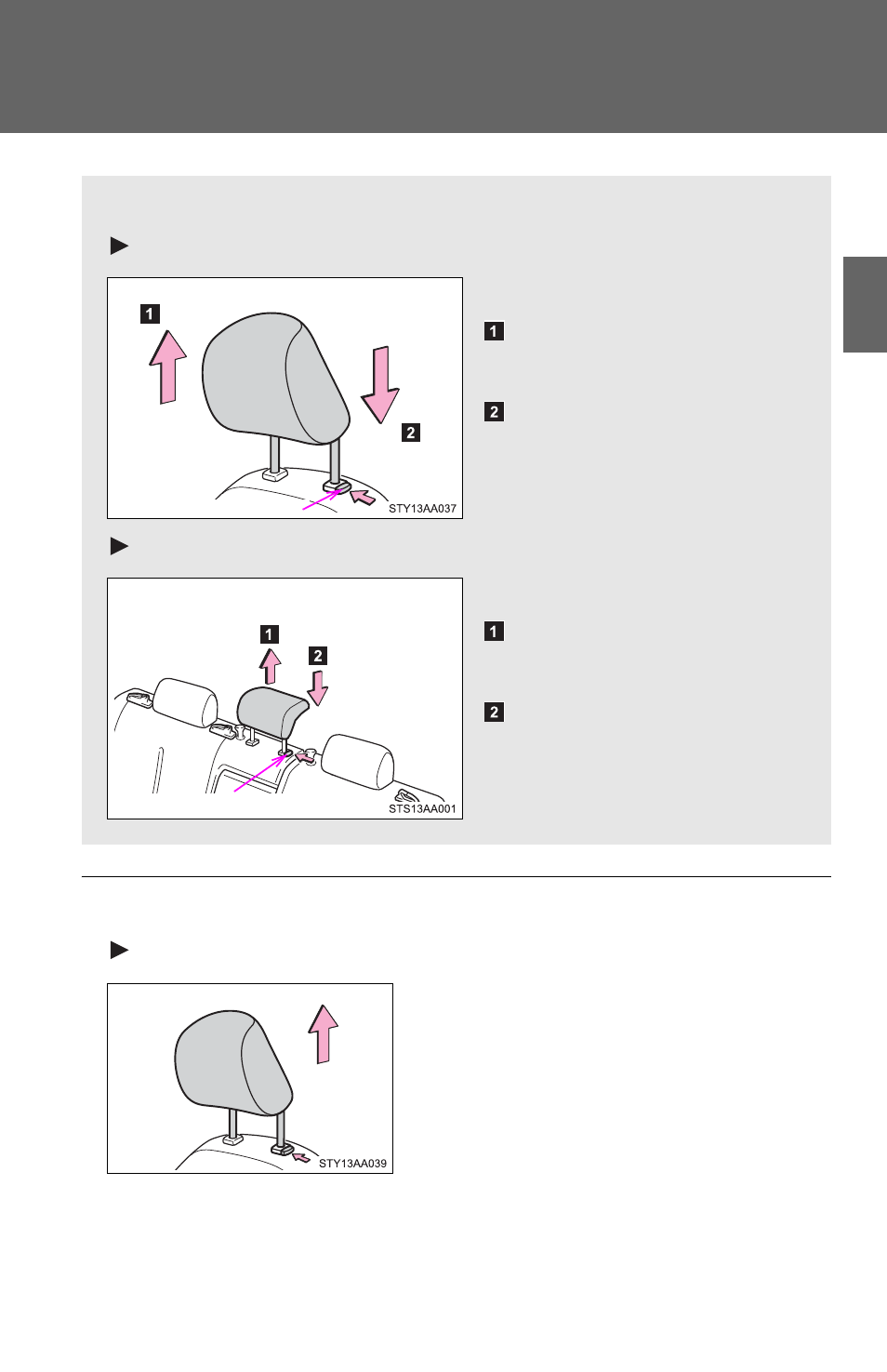 Head restraints are provided for all seats, Front seats, Rear seats | N removing the head restraints, Head restraints | TOYOTA 2011 Yaris Sedan User Manual | Page 55 / 406