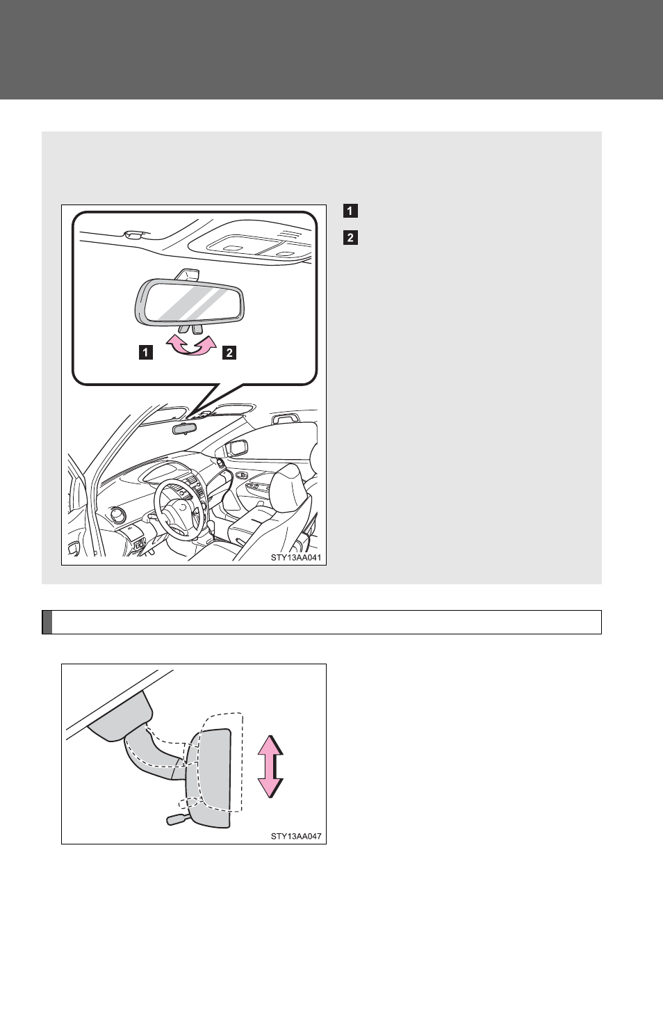 Anti-glare inside rear view mirror | TOYOTA 2011 Yaris Sedan User Manual | Page 66 / 406