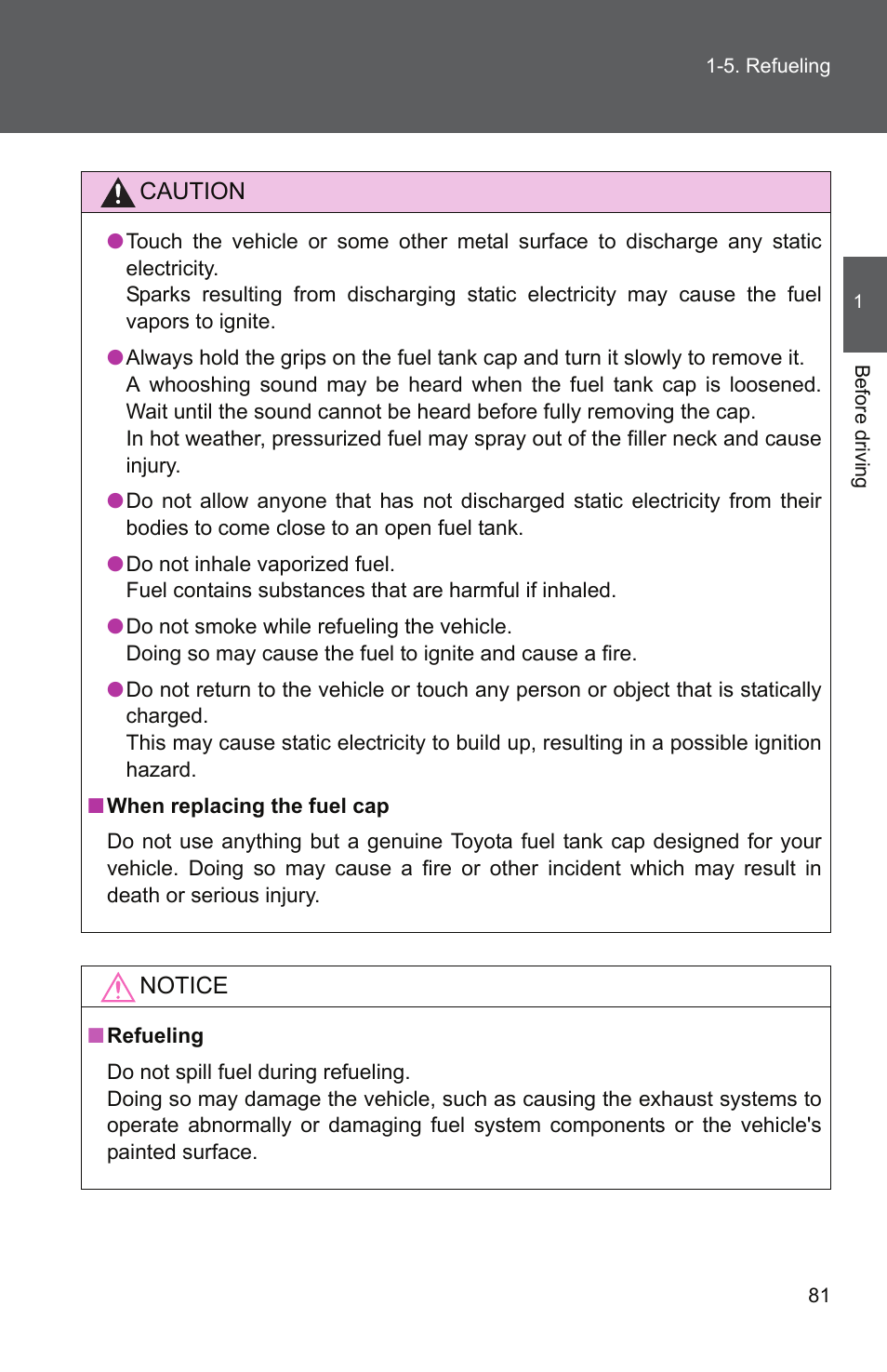 TOYOTA 2011 Camry User Manual | Page 109 / 573