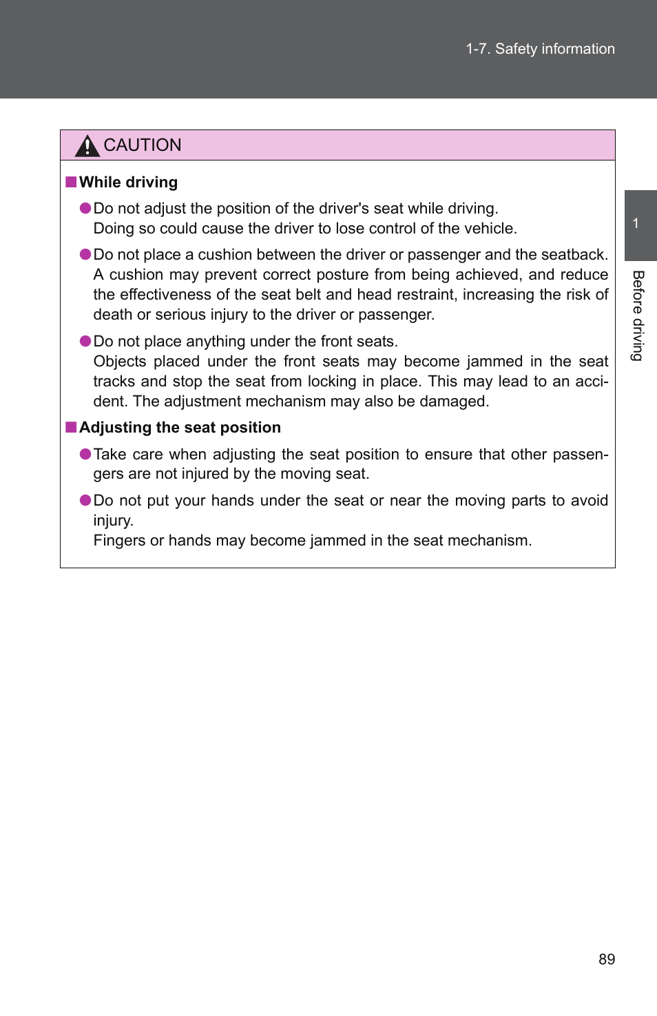 TOYOTA 2011 Camry User Manual | Page 117 / 573