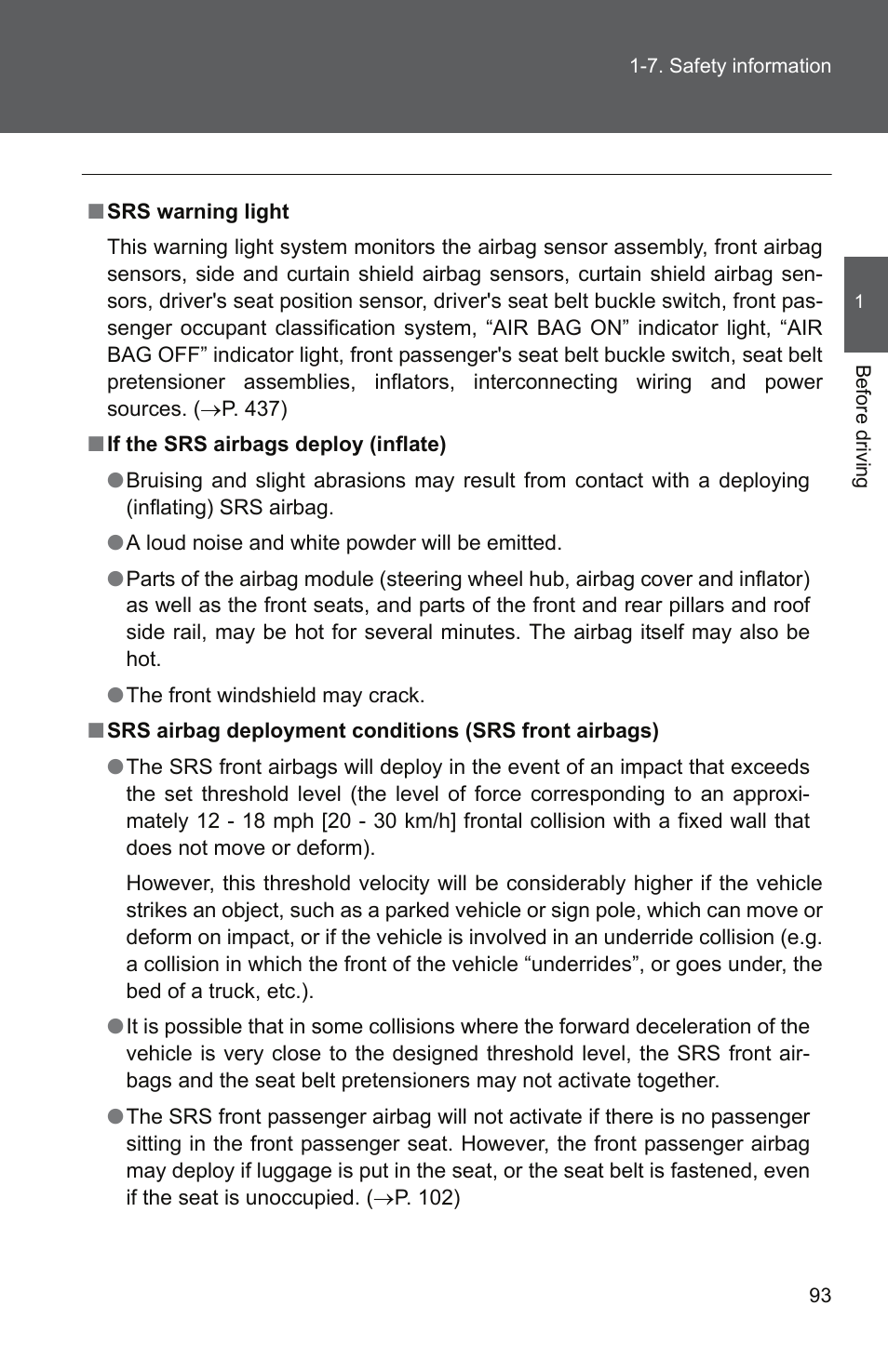TOYOTA 2011 Camry User Manual | Page 121 / 573